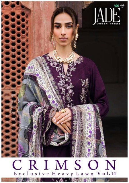 C Crimson Vol 14 By Jade Lawn Cotton Dress Material Suppliers In India
